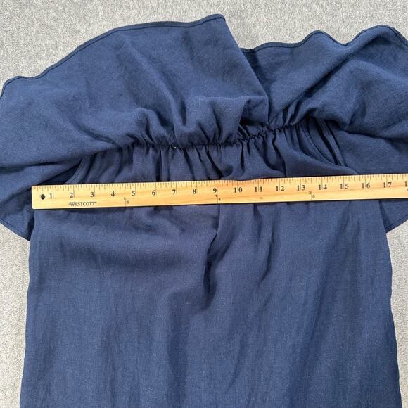 Old Navy Off Shoulder Ruffle Dress Women's Small Navy Blue Linen Blend - Picture 4 of 8